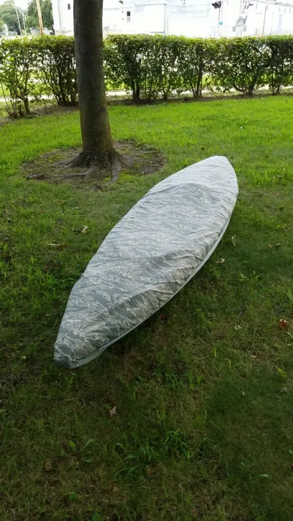 DIY camo cover for duck hunting kayak